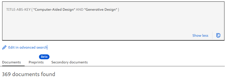 TITLE-ABS-KEY (Computer-Aided Design AND Generative Design